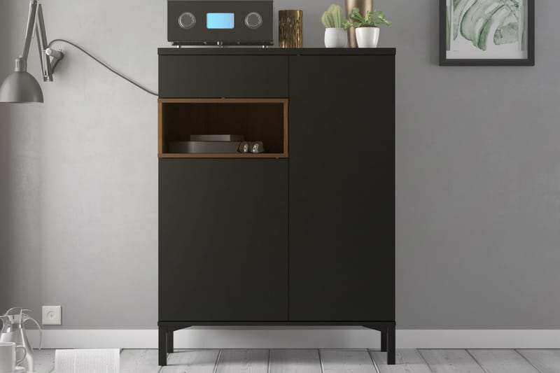 MELE Skänk 89 Svart/Valnöt - Förvaring - Förvaringsmöbler - Skänkar & sideboards