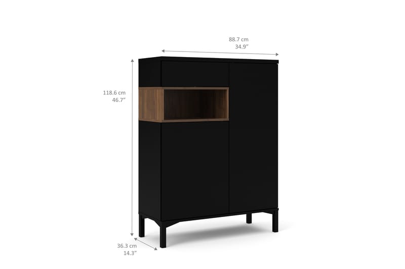 MELE Skänk 89 Svart/Valnöt - Förvaring - Förvaringsmöbler - Skänkar & sideboards
