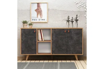 Mod Design Skänk Läderbeslag - Grå/Trä - Förvaring - Förvaringsmöbler - Skänkar & sideboards