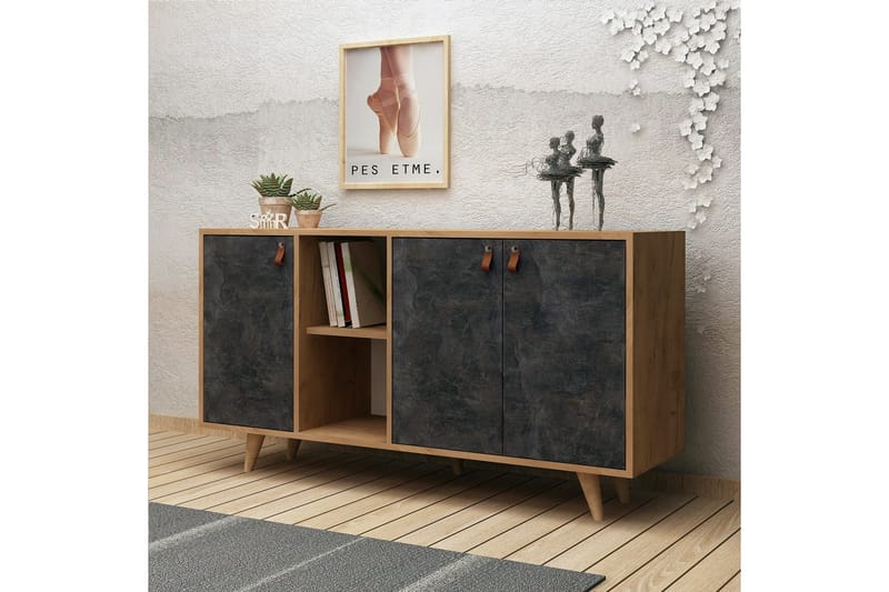 Mod Design Skänk Läderbeslag - Grå/Trä - Förvaring - Förvaringsmöbler - Skänkar & sideboards