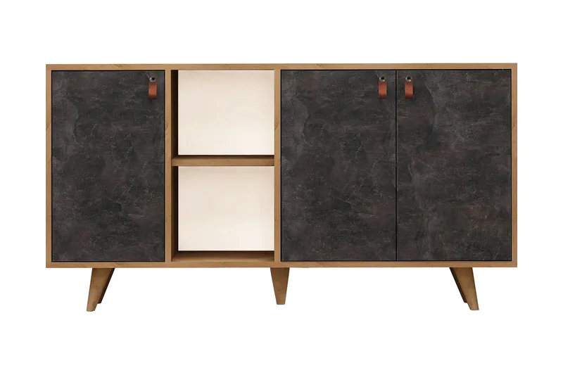 Mod Design Skänk Läderbeslag - Grå/Trä - Förvaring - Förvaringsmöbler - Skänkar & sideboards