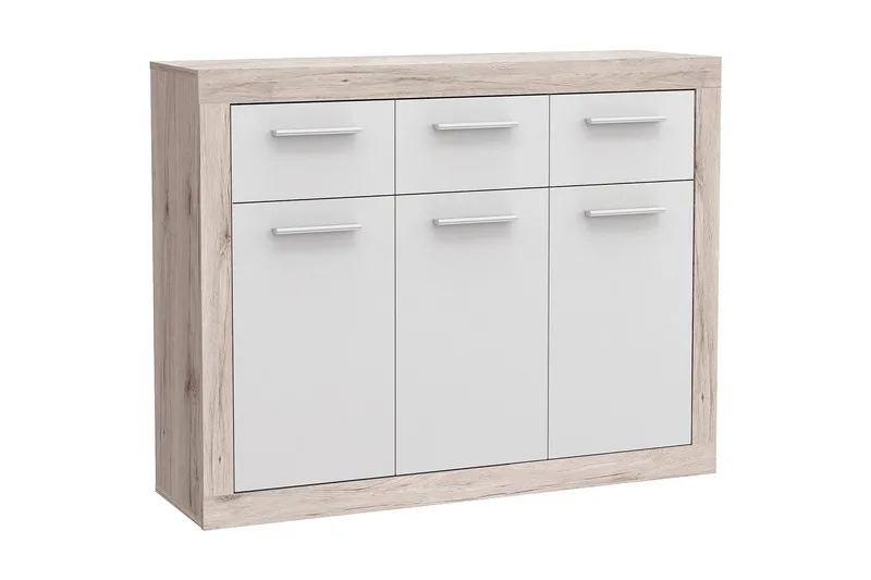 Mohaned Rektangulär Skänk 34x118 cm i Trä, Vit|Brun
