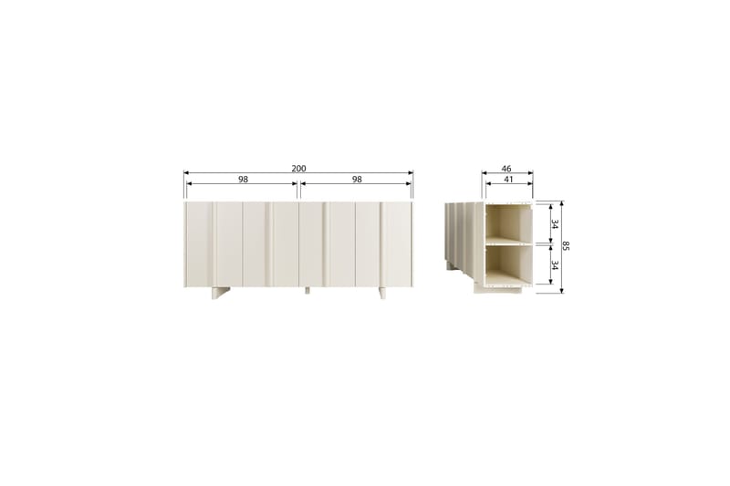 Morya Skänk 200 cm - Beige - Förvaring - Förvaringsmöbler - Skänkar & sideboards