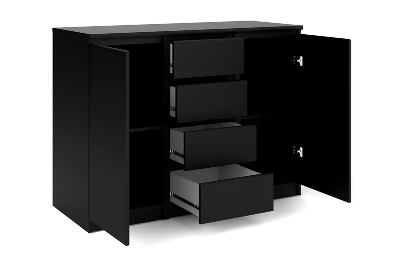 Naia Skänk med 2 Dörrar + 4 Lådor - Mattsvart - Förvaring - Förvaringsmöbler - Skänkar & sideboards