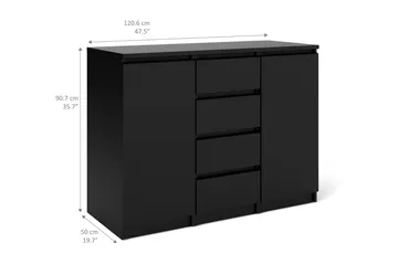Naia Skänk med 2 Dörrar + 4 Lådor - Mattsvart - Förvaring - Förvaringsmöbler - Skänkar & sideboards