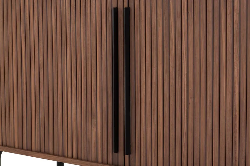 Noira Smalt Sideboard Ribbad Valnöt 150x45 cm - Valnöt / Brun - Förvaring - Förvaringsmöbler - Skänkar & sideboards