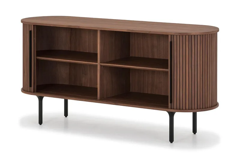 Noira Smalt Sideboard Ribbad Valnöt 150x45 cm - Valnöt / Brun - Förvaring - Förvaringsmöbler - Skänkar & sideboards