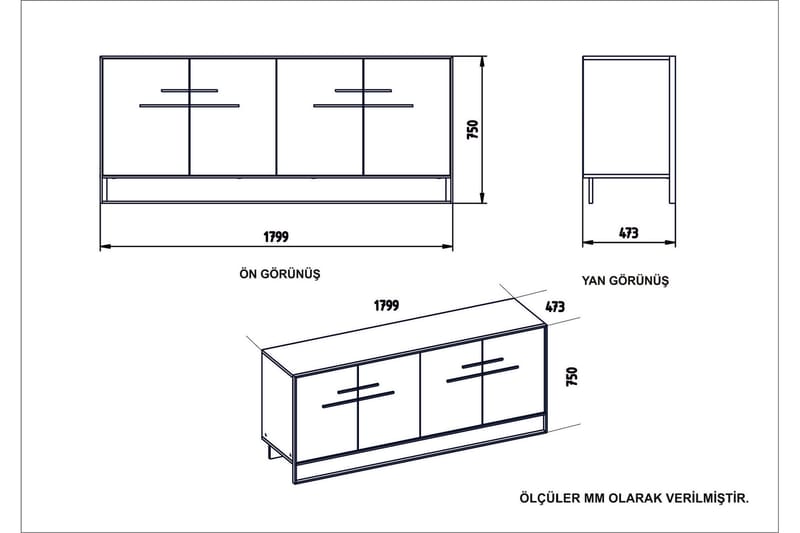 NOVIKOV Sidobord 180 cm Guld/Svart - Förvaring - Förvaringsmöbler - Skänkar & sideboards