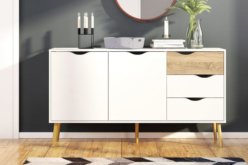 ORINO Skänk 147 Vit/Ek - Förvaring - Förvaringsmöbler - Skänkar & sideboards