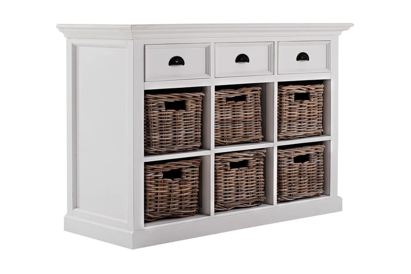 PLATI Skänk 125 6 Hyllfack 3 Lådor Vit Mahogny - Skänkar & sideboards