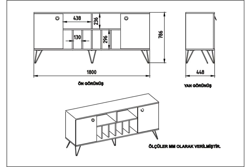 REINBOLD Sidobord 180 cm Valnöt/Svart - Förvaring - Förvaringsmöbler - Skänkar & sideboards