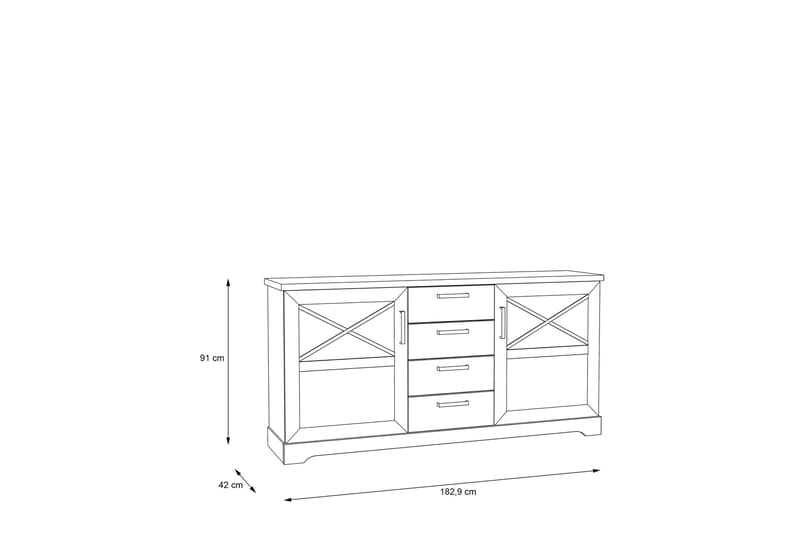 ROSETTAS Vitrinskåp 42x133 cm Vit - Förvaring - Förvaringsmöbler - Skänkar & sideboards