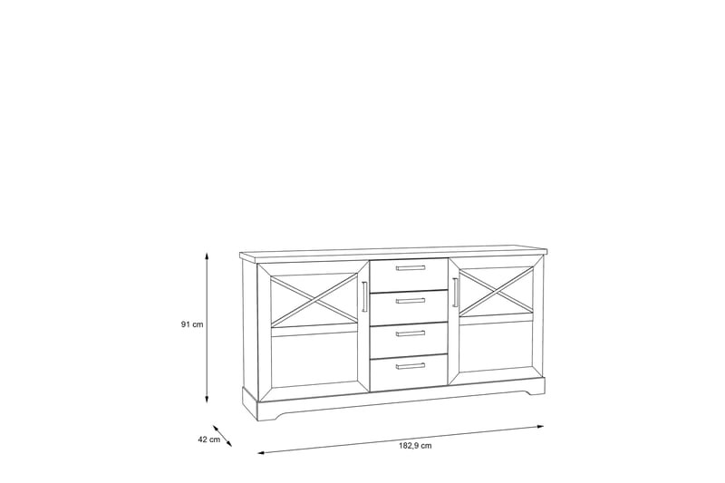 ROSETTAS Vitrinskåp 42x133 cm Vit - Skänkar & sideboards