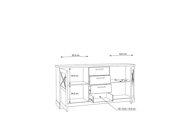 ROSETTAS Vitrinskåp 42x133 cm Vit - Förvaring - Förvaringsmöbler - Skänkar & sideboards