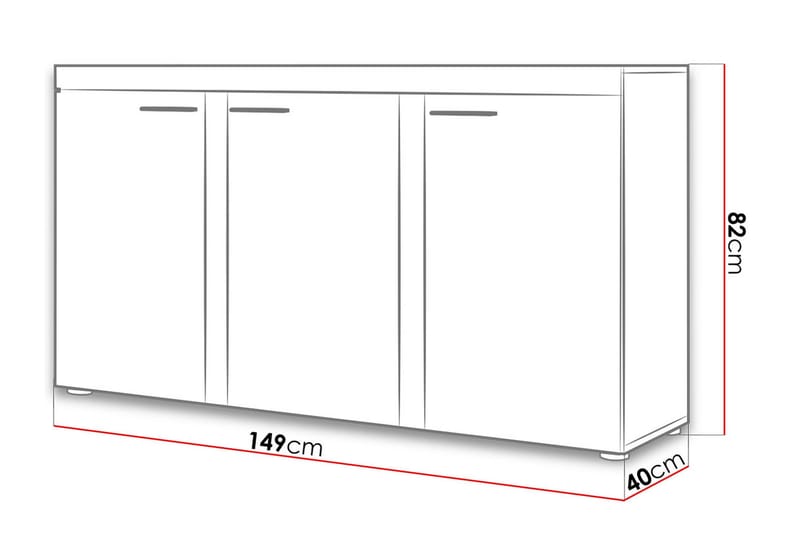 Rumba Skänk 148,8x40,3x82 cm LED-belysning - Vit - Förvaring - Förvaringsmöbler - Skänkar & sideboards
