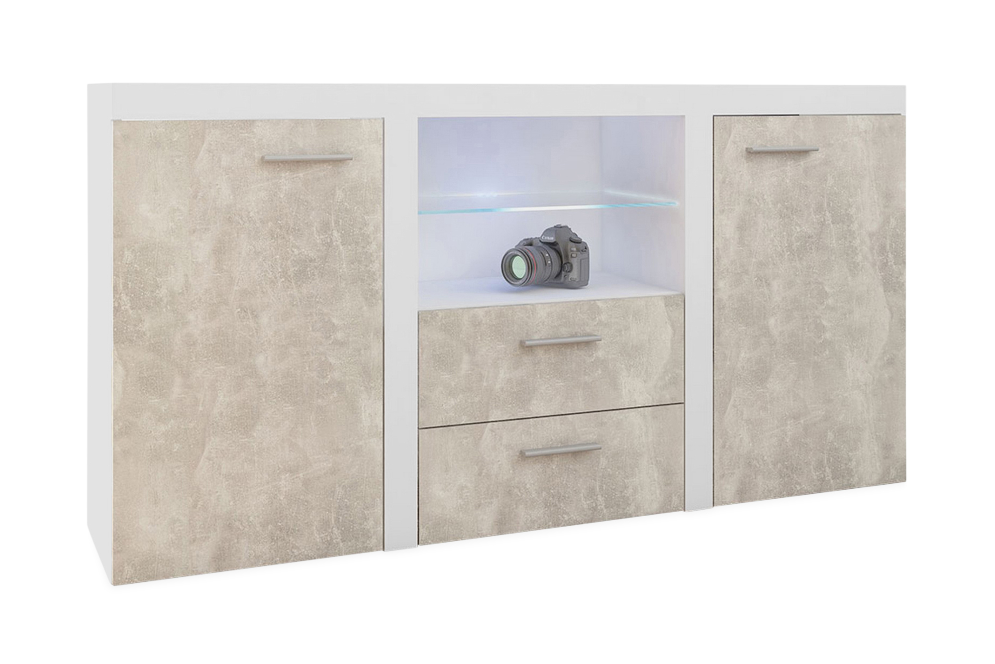 rumba skänk 157x40x81 cm - vit/betong