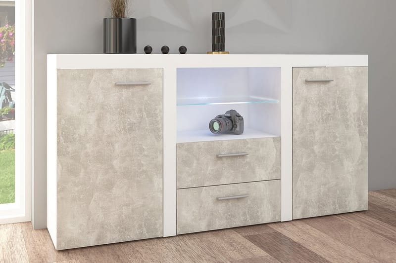 Rumba Skänk 157x40x81 cm - Vit/Betong - Förvaring - Förvaringsmöbler - Skänkar & sideboards