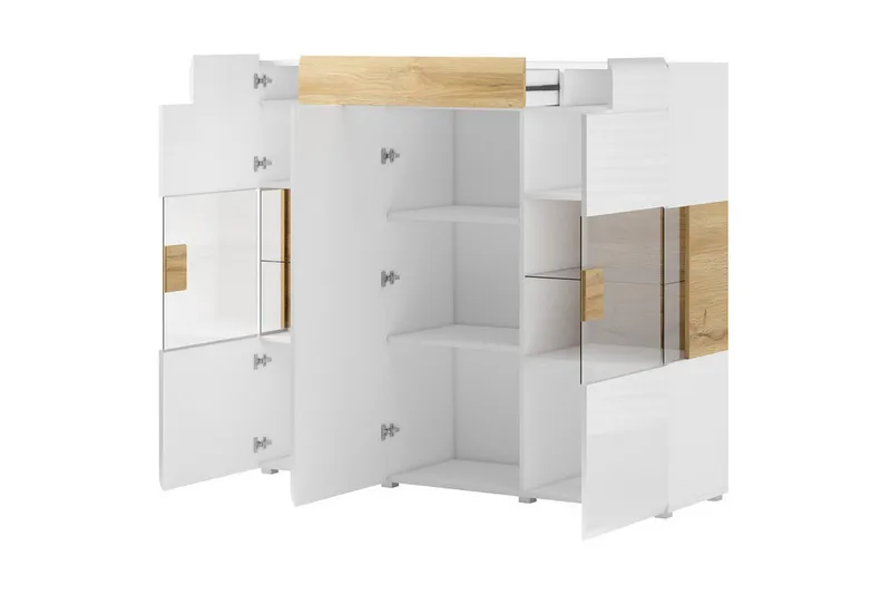 Saran Sideboard - Ek/Vit högglans - Förvaring - Förvaringsmöbler - Skänkar & sideboards