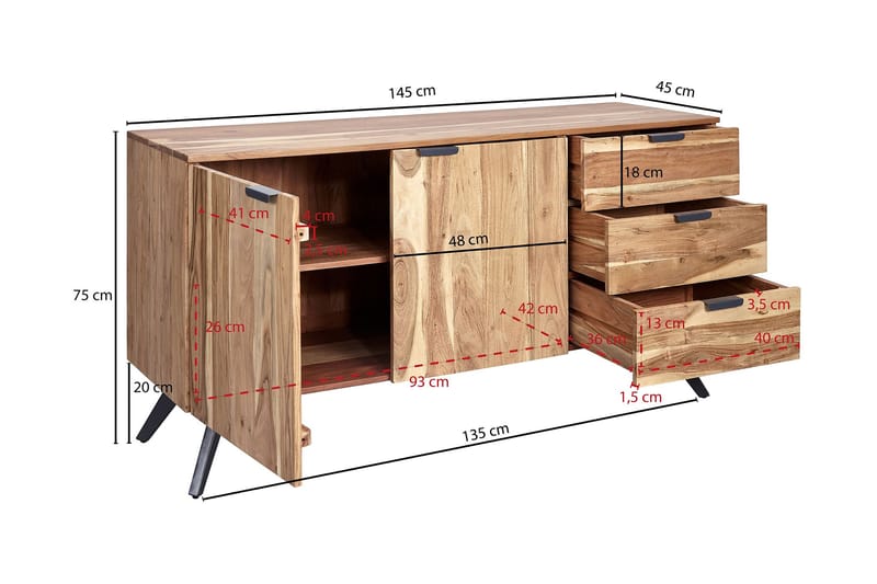 SENECA Sideboard 45x145 cm Brun -   - Skänkar & sideboards