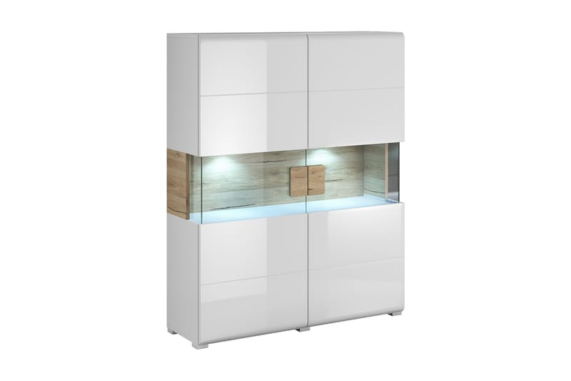 SHANIE Sideboard Trä/Vit - Ek/Vit högglans - Förvaring - Förvaringsmöbler - Skänkar & sideboards