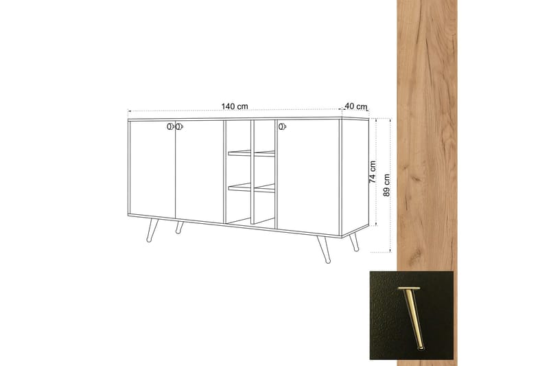 Sideboard 40x140 cm - Natur/Antracit - Förvaring - Förvaringsmöbler - Skänkar & sideboards