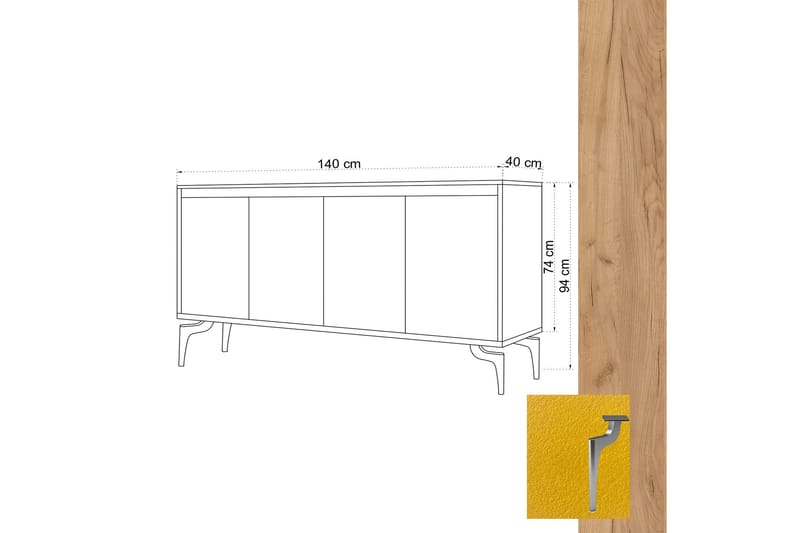 Sideboard 40x140 cm - Natur/Brun/Röd - Förvaring - Förvaringsmöbler - Skänkar & sideboards
