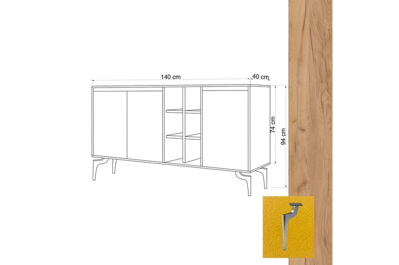 Sideboard 40x140 cm - Natur/Flerfärgad - Förvaring - Förvaringsmöbler - Skänkar & sideboards