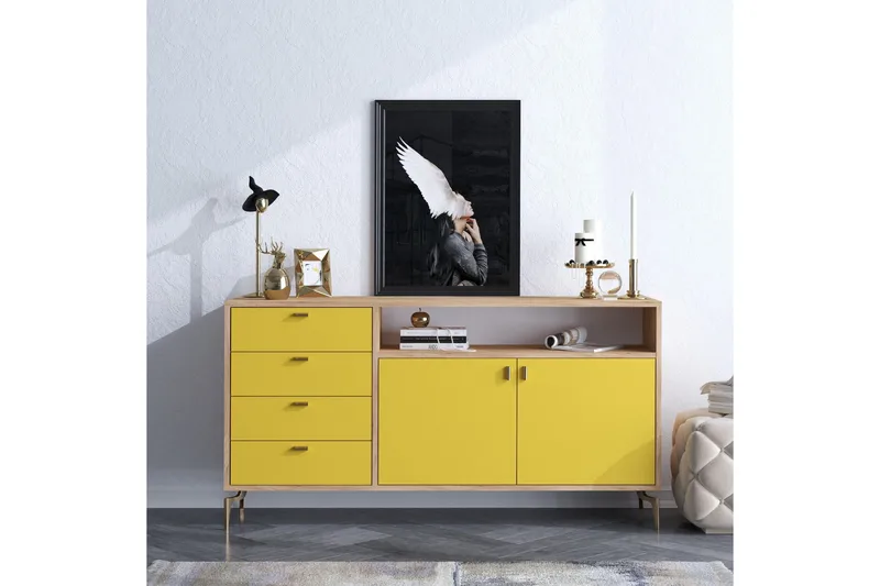 Sideboard 40x140 cm - Natur/Grön/Lila - Förvaring - Förvaringsmöbler - Skänkar & sideboards