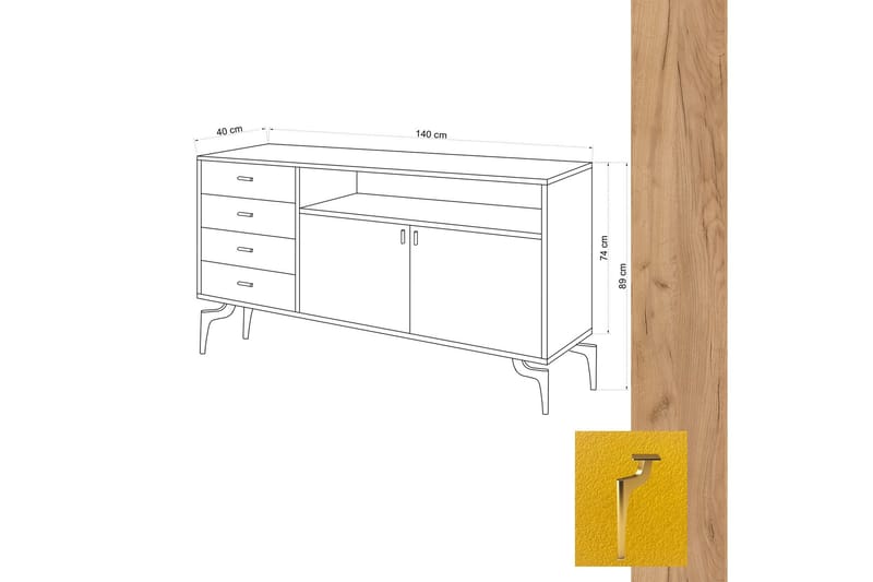 Sideboard 40x140 cm - Natur/Grön/Lila - Förvaring - Förvaringsmöbler - Skänkar & sideboards