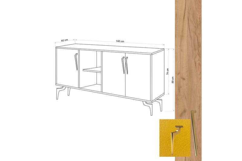 Sideboard 40x140 cm - Natur/Grön/Svart - Förvaring - Förvaringsmöbler - Skänkar & sideboards