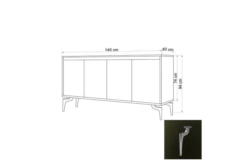 Sideboard 40x140 cm - Natur/Svart - Förvaring - Förvaringsmöbler - Skänkar & sideboards
