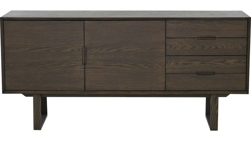Sideboard Norvik, Brunlackad ekfaner och vitpigmenterad finish