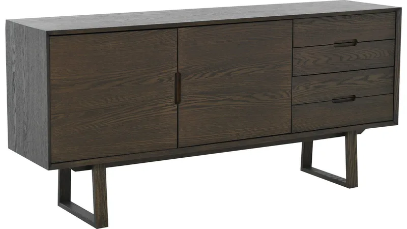 Sideboard Norvik - Brunlackad ekfaner och vitpigmenterad finish - Förvaring - Förvaringsmöbler - Skänkar & sideboards
