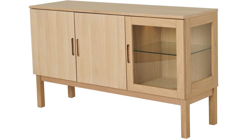 Sideboard Odlund med Glasdörr & Belysning - Vitpigmenterad ekfaner - Förvaring - Förvaringsmöbler - Skänkar & sideboards