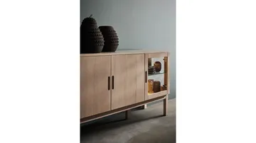 Sideboard Odlund med Glasdörr & Belysning - Vitpigmenterad ekfaner - Förvaring - Förvaringsmöbler - Skänkar & sideboards