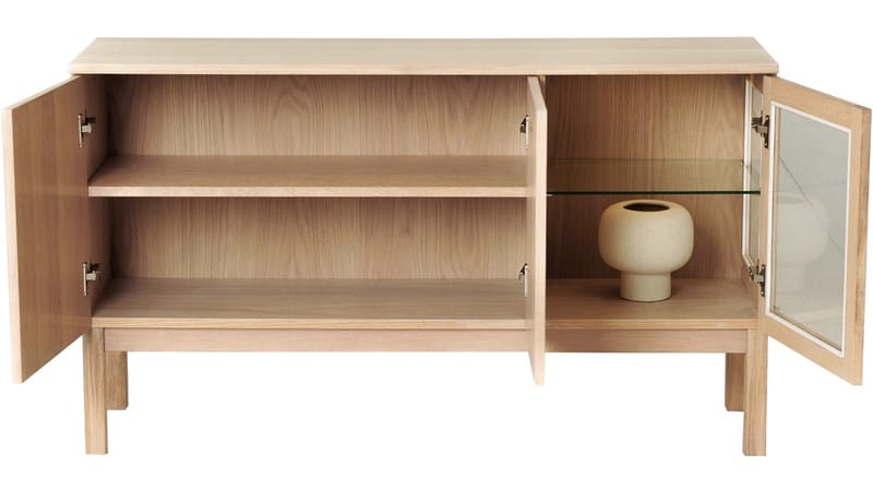 Sideboard Odlund med Glasdörr & Belysning - Vitpigmenterad ekfaner - Förvaring - Förvaringsmöbler - Skänkar & sideboards