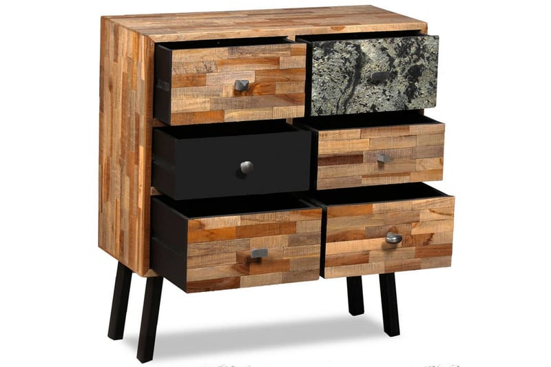 Sidoskåp med 6 lådor massiv återvunnen teak 70x30x76 cm - Brun - Förvaring - Förvaringsmöbler - Skänkar & sideboards