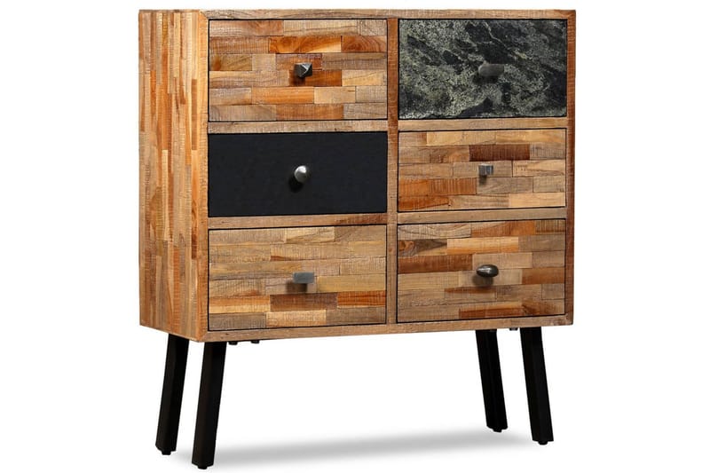 Sidoskåp med 6 lådor massiv återvunnen teak 70x30x76 cm - Brun - Skänkar & sideboards