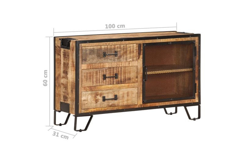 Skänk 100x31x60 cm massivt grovt mangoträ - Brun - Förvaring - Förvaringsmöbler - Skänkar & sideboards