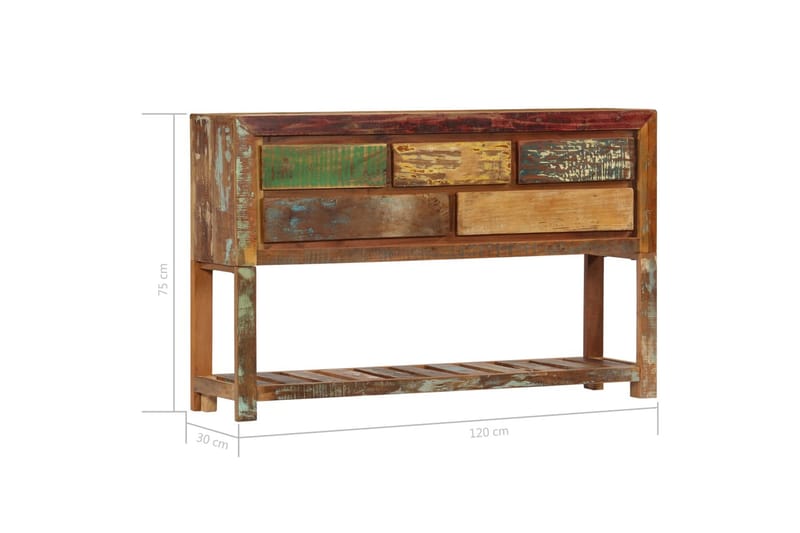Skänk 120x30x75 cm massivt återvunnet trä - Flerfärgad - Förvaring - Förvaringsmöbler - Skänkar & sideboards