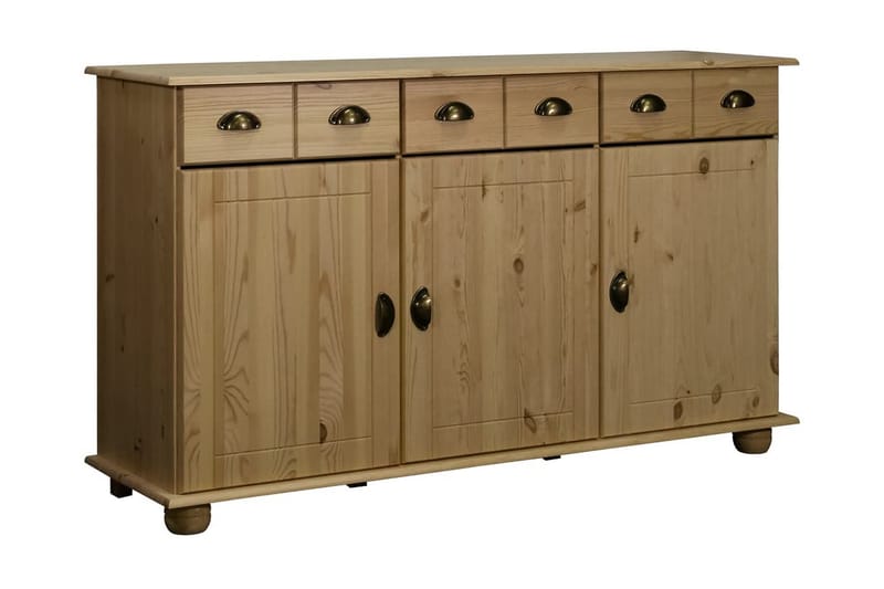 Skänk 134x39x79,5 cm massiv furu - Brun - Skänkar & sideboards