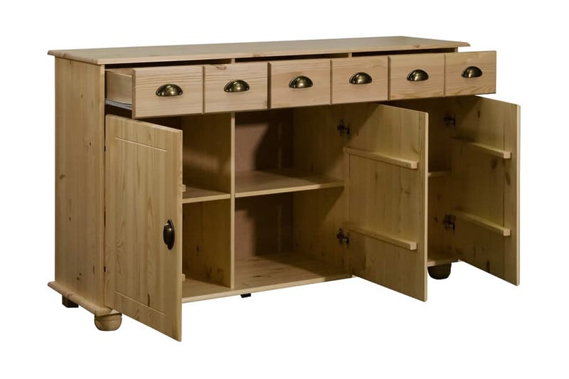 Skänk 134x39x79,5 cm massiv furu - Brun - Förvaring - Förvaringsmöbler - Skänkar & sideboards