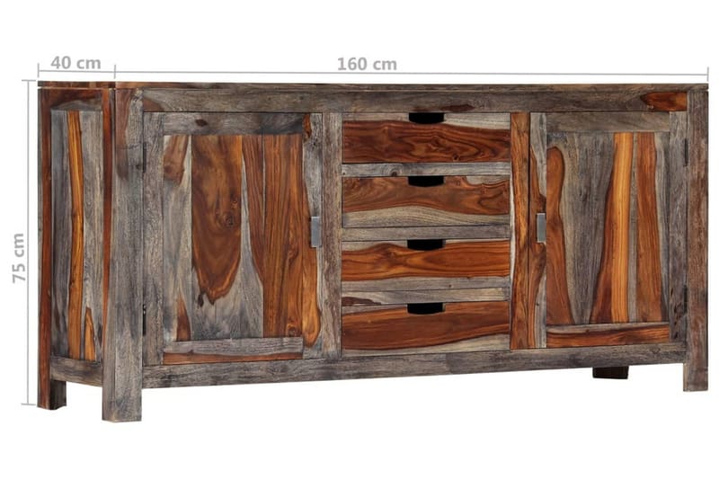 Skänk 160x40x75 cm grå massivt shesamträ - Grå - Skänkar & sideboards