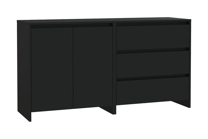 Skänk 2 delar svart konstruerat trä - Svart - Skänkar & sideboards