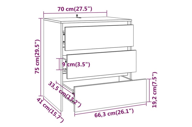 Skänk 3 delar sonoma-ek konstruerat trä - Ek - Skänkar & sideboards