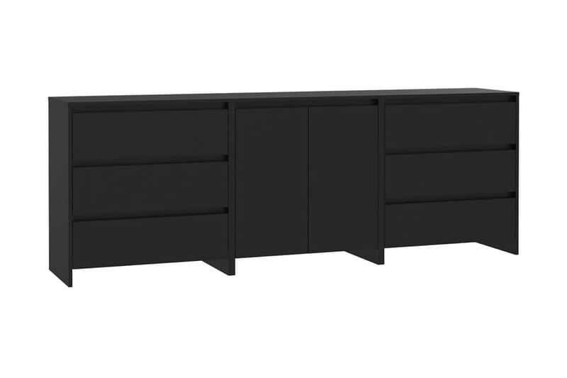 Skänk 3 delar svart konstruerat trä - Svart - Skänkar & sideboards