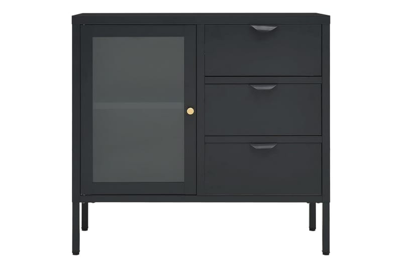 Skänk antracit 75x35x70 cm stål och härdat glas - Grå - Skänkar & sideboards