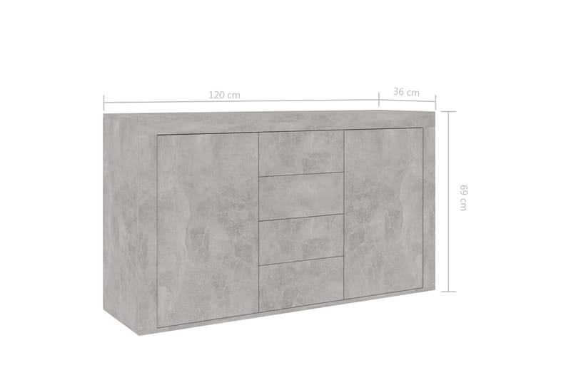 Skänk betonggrå 120x36x69 cm spånskiva - Grå - Skänkar & sideboards