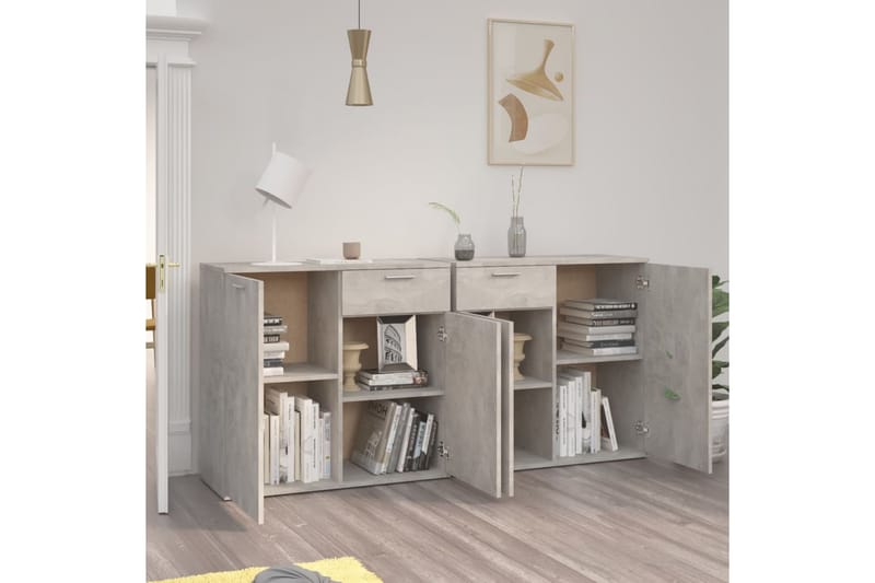 Skänk betonggrå 160x36x75 cm spånskiva - Grå - Förvaring - Förvaringsmöbler - Skänkar & sideboards