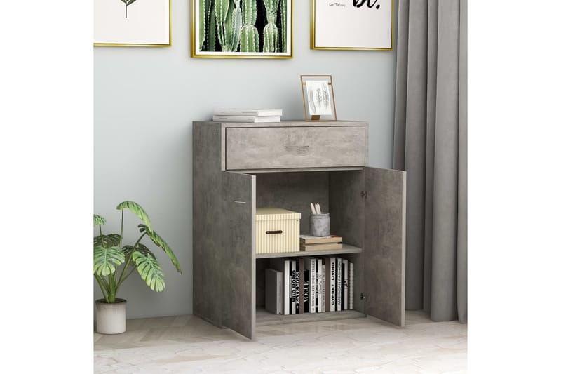 Skänk betonggrå 60x30x75 cm spånskiva - Grå - Förvaring - Förvaringsmöbler - Skänkar & sideboards